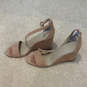 Ann Taylor Tan Suede Wedge Sandals